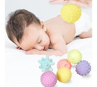 Aoaoy 6Pcs Textured Ball Toy, Elastic Grip, Massage Exercise, Shape Recognition for Infant, Toddler, Soft Textured Ball