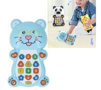Aoaoy Cartoon Animals Music Phone Toys, Intelligent Early Education Learning Machine Electrical Puzzle Science Teaching Toys for Children (Blue)