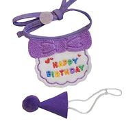 Aoaoy Dog Hat and Scarf, Happy Birthday Cat Dog Bibs and Hats Cute Dress Up Hats, Photography Props Birthday Party, Wool Material, Suitable for Pets Within 25kg (Purple Bib and Hat)