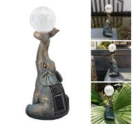 Aoaoy Elephant Statue with Solar Light, Elephant Statue, Garden Decoration with Broken Glass Ball, Solar Light, Figure for Yard, Patio, Balcony, Lawn, Ornament