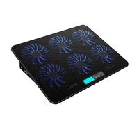 Aoaoy Laptop Cooling Cushion, Laptop Cooler, Stand, Cooler for 45.7 Cm with 6 High-speed Stump Fans, 5 Steps, Adjustable, Ergonomic Design, Portable Metal Network (Smart LCD Displays Mute)