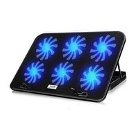 Aoaoy Laptop Cooling Cushion, Laptop Cooler, Stand, Cooler for 45.7 Cm with 6 High-speed Stump Fans, 5 Steps, Adjustable, Ergonomic Design, Portable Metal Network (Without Adjustable Speed with