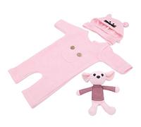 Aoaoy Newborn Baby Photography Props 3pcs Set Children Photography Props, Knitted Jumpsuit + Hat + Doll Mouse, for Infant Picture, Shower Parties (Pink)