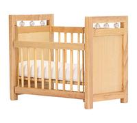 Aoaoy Portable Children Dollhouse Miniature Crib for Boys and Girls 1:12 Scale, Wooden Baby Doll Bed with Bumper Bedroom Accessory, Toddler Bassinet Doll Crib Cot for Toy Infant