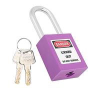 Aoaoy Safety Padlock, 38mm Insulating Nylon PA Steel Lock, Electric Power Nuclear Energy Lockout Tagout, 2 Keys, Writable Label (Purple)