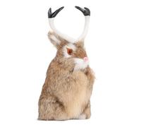 Aoaoy Simulation Antlers Ornament, Plush Rabbits, Cute Home Decorations, Animal Model, Plush Animal Doll for the Home Office (Brown)