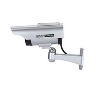 Aoaoy Solar Powered Fake Camera, Design, Red LED Light, Adjustable Pivot System for Indoor Outdoor Security, Suitable for Silver, Black, Solar Powered Fake Camera. (Silver)