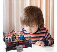 Aoaoy Wrestler Warrior Toy Set with 4 Mini Wrestlers Action Figures, Kids Wrestling Ring Set Fighting Toys for Imaginative Pretended Play, Mini Playset Gifts Favors for Kids