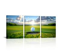 AoArtWZ Golf Canvas Wall Art Decor Golf Ball Course Painting Sun Landscape Prints Golfing Sports Artwork Framed Decor for Men Cave Gym Living Room Home 12" x 16" x 3pcs