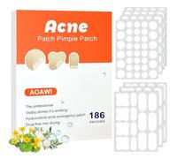 AOAWI Hydrocolloid Acne Patch, 5 Sizes and 4 Shapes with 186 Pieces, Innovative Size Suitable for Face, Body, Nose, Grains, Acne Blemishes, with Acid