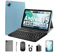 Aobante 10 inch tablet, Android 15 with 24GB RAM + 128GB ROM (1TB expandable), Octa-Core, 1280x800 IPS HD Touchscreen, 5MP+8MP Dual Camera, 6000mAh, Tablet with Keyboard