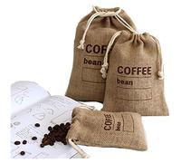 AOBBYBBS Cereals Jute Woven Bundles Coffee Bean Bags Kitchen Sundries Peas Sacks Date Record Natural Burlap Drawstring Reusable (1, 8.26" X 5.9")