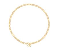 Aobei Pearl 18K Gold Chunky Cable Chain Choker Necklace Open Oval Link Chian Toggle Necklace for Women Minimalist Layering Jewelry 17”