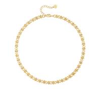 Aobei Pearl 18K Gold Chunky Chain Choker for Women Dainty Bead and Round Circle Link Necklace Adjustable Layering Jewelry 16”