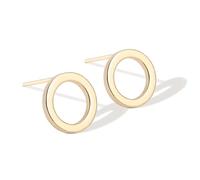 Aobei Pearl 18K Gold Circle Stud Earrings 10MM Small Round Hoop Post Stud for Women Minimalist Jewelry Unisex