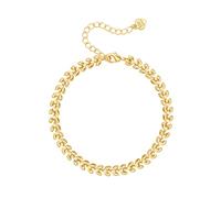Aobei Pearl 18K Gold Leaf Wheat Ears Bracelet for Women Dainty Chevron Arrow Bracelet Adjustable Fishbone Wrist Jewelry 6.7”+2”