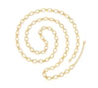 Aobei Pearl 18K Gold Long Chain Necklace for Women Chunky Hollow Rhombus Chain Necklace Adjustable Geometric Open Chain Layering Jewelry 33.5” + 2”