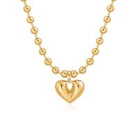 Aobei Pearl 18K Gold Moon Star Lion Evil Eye Love Heart Cross Pendant Necklace Medallion Paperclip Chian Choker Layering Jewery for Women, Metal, not-applicable