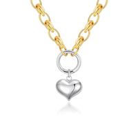 Aobei Pearl 18K Gold Moon Star Lion Evil Eye Love Heart Cross Pendant Necklace Medallion Paperclip Chian Choker Layering Jewery for Women, Metal, No Gemstone