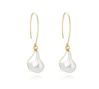 Aobei Pearl 18K Gold Pear-shaped Glass Beads Large Hook Earrings Handmade Statement Jewelry