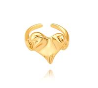 Aobei Pearl 18K Gold Plated Irregular Heart Ring Chunky Statement Open Ring Stackable Fashion Rings for Women Dainty Finger Jewelry