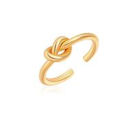 Aobei Pearl 18K Gold Plated Love Knot Ring | Adjustable Open Band Celtic Knot Promise Ring for Women Minimalist Stackable Jewelry Gift for Her