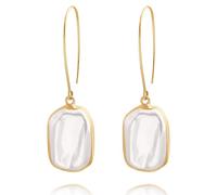 Aobei Pearl 18K Gold Plated Square Baroque Pearl Drop Earrings - Irregular Handmade Dangle Earrings for Women, Trendy Pearl and Gold Jewelry