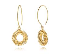 Aobei Pearl 18K Gold Springs Long Drop Dangle Earrings Boho Lightweight Hanging Earrings Statement Handmade Jewelry for Women