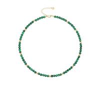 Aobei Pearl Boho Malachite Beaded Choker Green Chakra Gemstone Necklace for Women 18k Gold Bead Charm Necklace