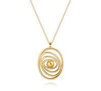 Aobei Pearl Dainty 18K Gold Eyes Circles Pendant Necklace for Women Adjustable Long Thin Rolo Chain Necklace Handmade Layered Jewelry
