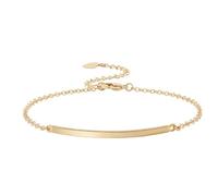 Aobei Pearl Dainty Gold Bar bracelet for Women Simple Delicate 18K Gold Plated Chain Handmade