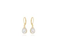 Aobei Pearl Dangle Drop Earrings Teardrop Cubic Zirconia Crystal 18K Gold Plated Leverback Earrings for Women Wedding