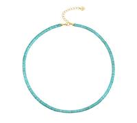 Aobei Pearl Gemstone Beaded Choker Necklace for Women Boho Turquoise/Cultured Freshwater Pearls/Garnet/Amazonite Jewelry, Metal, Turquoise