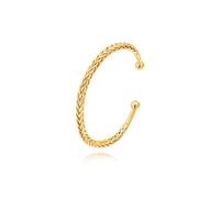 Aobei Pearl Gold Plated Cuff Bangle Bracelet Chunky Open Adjustable Weave Braided Wheat Bracelet for Women