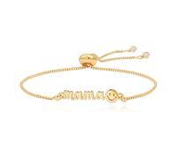 Aobei Pearl Mama Smile Engraved Classic Tennis Bracelet 18K Gold Plated Link Chain Bracelet for Women Jewelry Gifts