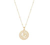 Aobei Pearl Sanskrit Symbol Om Satellite Beaded Chain Necklace 18K Gold Plated Aum Ohm Yoga Charm Pendant Long Necklace With CZ