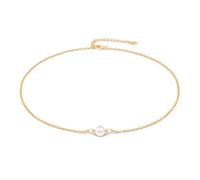 Aobei Pearl Single Cultured Pearl Choker 18K Gold Chain White Bead Necklace Layering Minimalist Jewelry for Women 15’’
