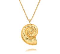 Aobei Pearl Statement Gold Conch Shell Necklace, Boho Large Pendant Sea Shell Necklace, Adjustable Beach Summer Jewelry