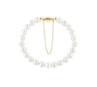 Aobei Pearl White Pearl Bead Bracelet for Women Dainty 18K Gold Chain Bracelets Trendy Magnetic Love Friendship Bracelets 6mm Pearl