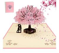 AOBETAK 3D Pop Up Greeting Card with Envelope for Wife Husband Her Him Boyfriend Girlfriend, Romantic Couple Under Cherry Tree, Cards for Wedding, Christmas, Birthday, Anniversary, Valentine's Day