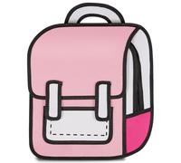 Aobiono Kawaii Backpack Cute Cartoon 3D Jump Style 2D Drawing from Comic Paper Anime Bookbag School Supplies Fun Daypack, Pink, L