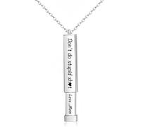 AOBIURV 2025 Stocking Stuffers For Daughter Son From Mom Dad Don't Do Stupid Necklace Birthday Easter Gag Gifts, S, Stainless Steel