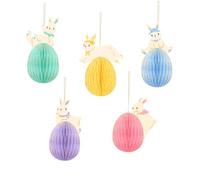 AOBKIAT Easter Party Decorations,5 PCS Easter Bunny Egg Paper Honeycomb Ornaments for Home Classroom Garden Decor,Party Favors,Spring Theme Decoration