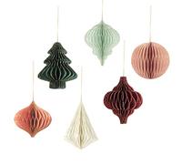 AOBKIAT Paper Honeycomb Christmas Party Decorations-6 PCS | 3D Mini Glitter Edge Hanging Christmas Ornament for Xmas Party Favor,Christmas Tree Ornaments,New Years Eve