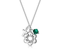 AOBOCO 925 Sterling Silver Cross Necklace Baptism Birthday Communion Confirmation Jewellery Gifts for Girls Daughter Granddaughter Niece Women (Emerald Birthstone)