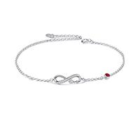 AOBOCO 925 Sterling Silver Infinity Bracelet with Birthstone Crystals, Birthday Gifts for Her Girlfriend Wife (7-July-Simulated Ruby)