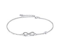 AOBOCO 925 Sterling Silver Infinity Bracelet with Birthstone Crystals, Birthday Gifts for Her Girlfriend Wife (4-April-White)