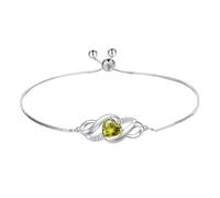 AOBOCO 925 Sterling Silver Infinity Love Heart Bracelet for Women Birthday Wedding Anniversary Valentine's Day Gifts for Wife Girlfriend Mother Her - Peridot Green