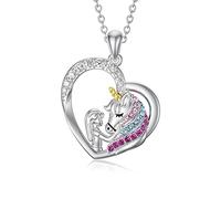 AOBOCO 925 Sterling Silver Unicorn Pendant Necklace, Unicorn Gifts for Girls Women Daughter (Multic)