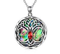 AOBOCO Celtic Tree of Life Necklace Sterling Silver Family Tree Pendant Necklace, Birthday Jewellery Gifts for Women Her (Red)